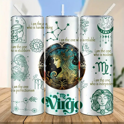 Zodiac Virgo Stainless Steel Insulated Tumbler, Insulated Travel Mug For Hot And Cold Drinks, Portable Coffee Cup Ideal For Home, Travel, Outdoor Activities, Cute Tumbler Gift Idea DL