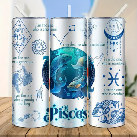 Zodiac Pisces Stainless Steel Insulated Tumbler, Insulated Travel Mug For Hot And Cold Drinks, Portable Coffee Cup Ideal For Home, Travel, Outdoor Activities, Cute Tumbler Gift Idea DL