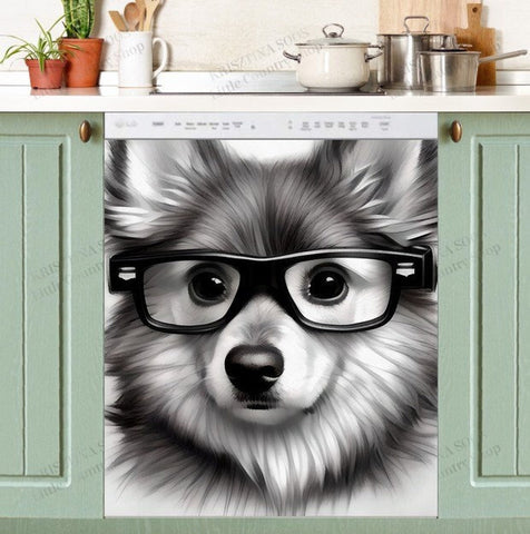 Pretty Dog Dishwasher Magnet Cover Kitchen Decoration Decals Appliances Stickers Magnetic Sticker ND