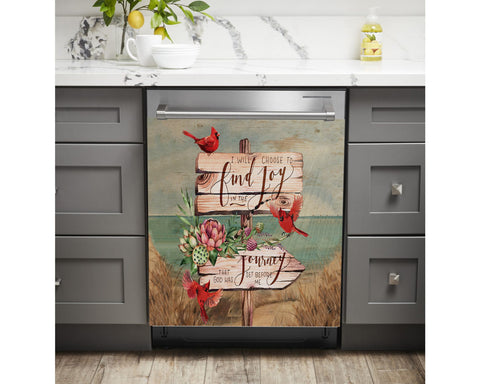 I Will Choose To Find Joy Cardinal Dishwasher Magnet Cover Kitchen Decoration Decals Appliances Stickers Magnetic Sticker ND