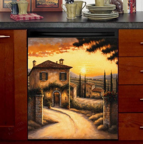 Rustic Villa in Tuscany Dishwasher Magnet Cover Kitchen Decoration Decals Appliances Stickers Magnetic Sticker ND