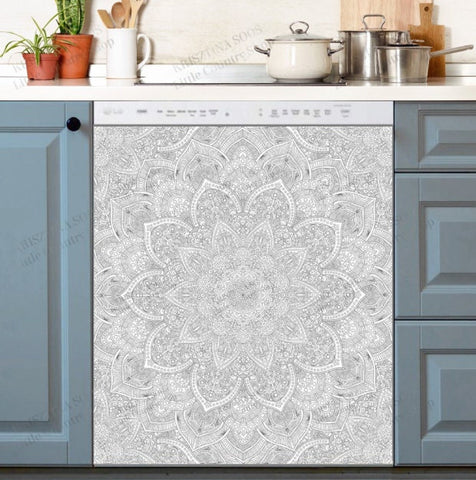 Beautiful Light Boho Mandala Dishwasher Magnet Cover Kitchen Decoration Decals Appliances Stickers Magnetic Sticker ND