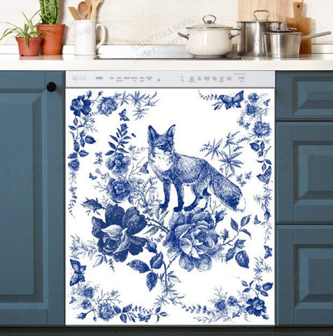 Folklore Fairytale Forest Fox Dishwasher Magnet Cover Kitchen Decoration Decals Appliances Stickers Magnetic Sticker ND