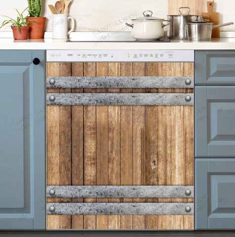 Rustic Farmhouse Barn Wood Dishwasher Magnet Cover Kitchen Decoration Decals Appliances Stickers Magnetic Sticker ND