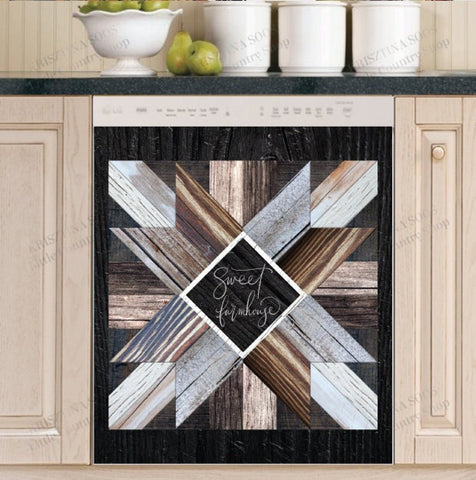 Country Farmhouse Barn Wood Quilt Tiles Dishwasher Magnet Cover Kitchen Decoration Decals Appliances Stickers Magnetic Sticker ND