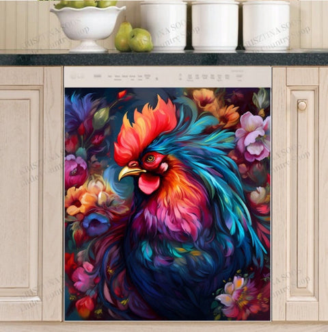 Beautiful Rooster in the Meadow V2 Dishwasher Magnet Cover Kitchen Decoration Decals Appliances Stickers Magnetic Sticker ND