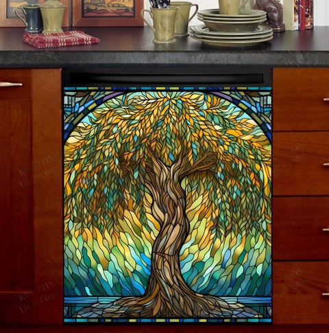 Willow Tree Dishwasher Magnet Cover Kitchen Decoration Decals Appliances Stickers Magnetic Sticker ND