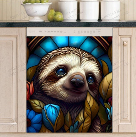 Cute Sloth Dishwasher Magnet Cover Kitchen Decoration Decals Appliances Stickers Magnetic Sticker ND