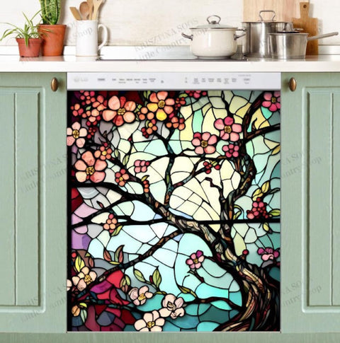 Spring Tree Dishwasher Magnet Cover Kitchen Decoration Decals Appliances Stickers Magnetic Sticker ND