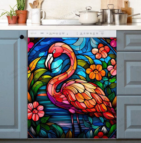 Summer Flamingo Dishwasher Magnet Cover Kitchen Decoration Decals Appliances Stickers Magnetic Sticker ND