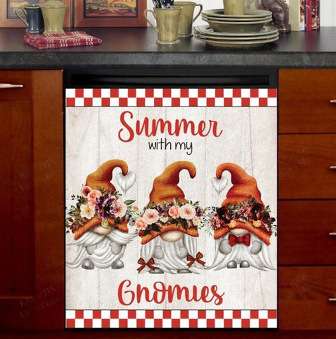 Summer Gnomes Dishwasher Magnet Cover Kitchen Decoration Decals Appliances Stickers Magnetic Sticker ND