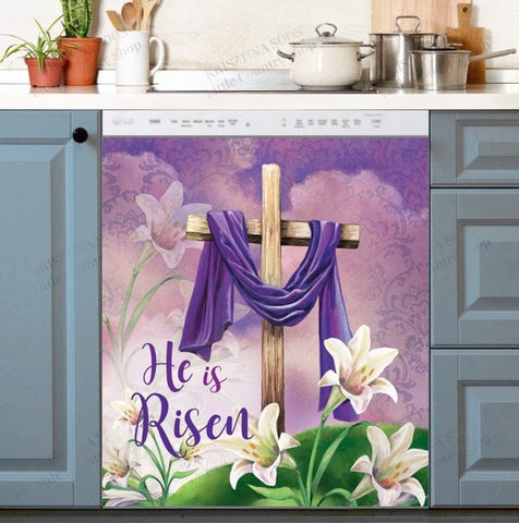 He is Risen Christian Easter Dishwasher Magnet Cover Kitchen Decoration Decals Appliances Stickers Magnetic Sticker ND