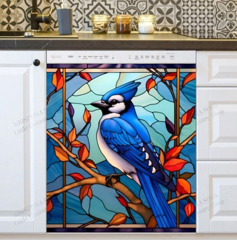 Blue Jay Dishwasher Magnet Cover Kitchen Decoration Decals Appliances Stickers Magnetic Sticker ND