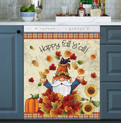 Autumn Pumpkin Gnomes Happy Fall Dishwasher Magnet Cover Kitchen Decoration Decals Appliances Stickers Magnetic Sticker ND