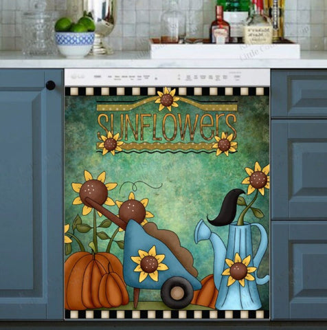 Halloween Fall Thanksgiving Sunflower Dishwasher Magnet Cover Kitchen Decoration Decals Appliances Stickers Magnetic Sticker ND