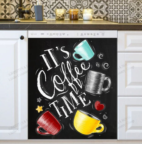 Coffee Time Chalkboard Dishwasher Magnet Cover Kitchen Decoration Decals Appliances Stickers Magnetic Sticker ND