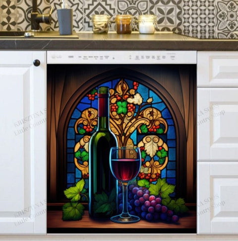 Wine and Grapes Dishwasher Magnet Cover Kitchen Decoration Decals Appliances Stickers Magnetic Sticker ND