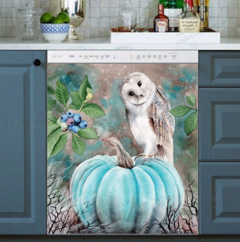 Cute Barn Owl Dishwasher Magnet Cover Kitchen Decoration Decals Appliances Stickers Magnetic Sticker ND