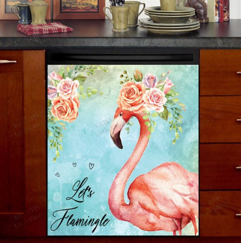 Pretty Flamingo Dishwasher Magnet Cover Kitchen Decoration Decals Appliances Stickers Magnetic Sticker ND