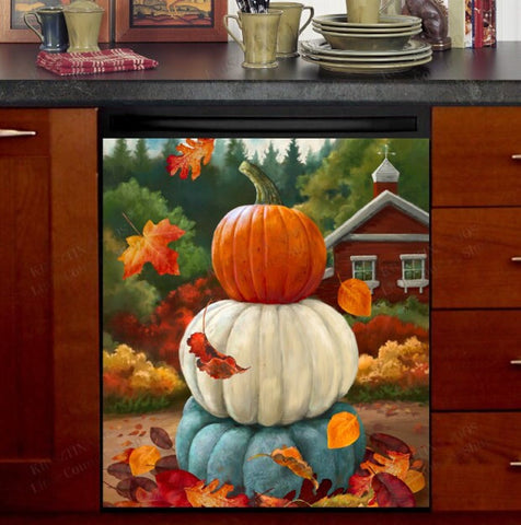 Autumn Pumpkins Dishwasher Magnet Cover Kitchen Decoration Decals Appliances Stickers Magnetic Sticker ND
