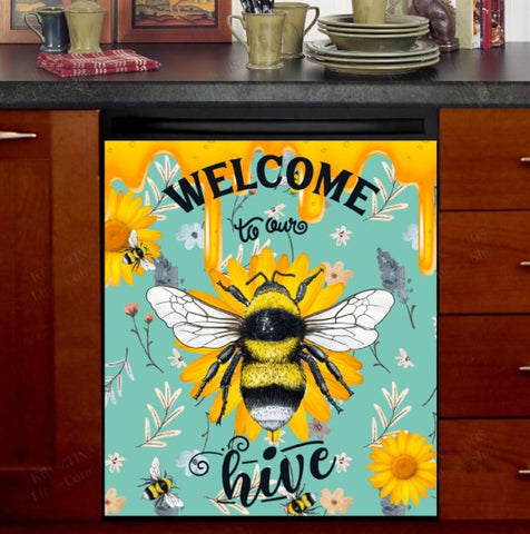 Welcome to Our Bee Hive Dishwasher Magnet Cover Kitchen Decoration Decals Appliances Stickers Magnetic Sticker ND