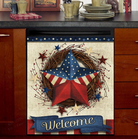 American Patriot Barn Star Dishwasher Magnet Cover Kitchen Decoration Decals Appliances Stickers Magnetic Sticker ND