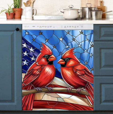 American Patriot Cardinals Dishwasher Magnet Cover Kitchen Decoration Decals Appliances Stickers Magnetic Sticker ND