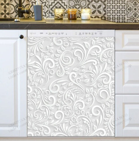 Folklore Flower Batik Dishwasher Magnet Cover Kitchen Decoration Decals Appliances Stickers Magnetic Sticker ND