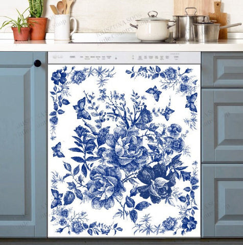 Folklore Fairytale Forest Roses Dishwasher Magnet Cover Kitchen Decoration Decals Appliances Stickers Magnetic Sticker ND