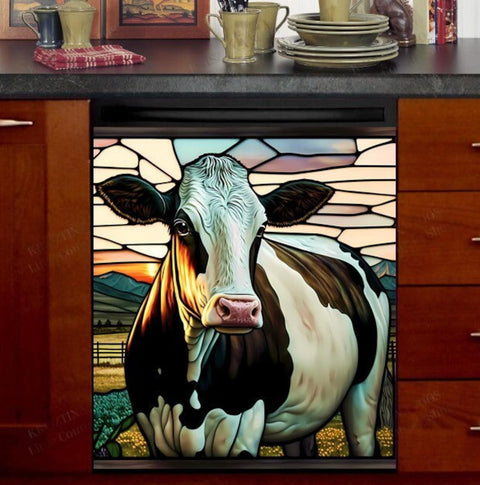Farmhouse Cow Dishwasher Magnet Cover Kitchen Decoration Decals Appliances Stickers Magnetic Sticker ND