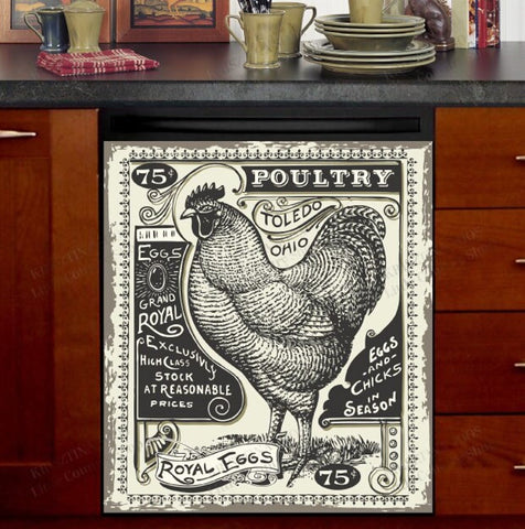 Vintage Poultry and Eggs Dishwasher Magnet Cover Kitchen Decoration Decals Appliances Stickers Magnetic Sticker ND