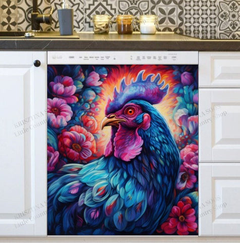 Rooster In The Meadow Dishwasher Magnet Cover Kitchen Decoration Decals Appliances Stickers Magnetic Sticker ND