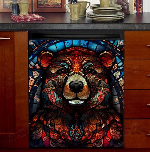 Beautiful Bear Dishwasher Magnet Cover Kitchen Decoration Decals Appliances Stickers Magnetic Sticker ND