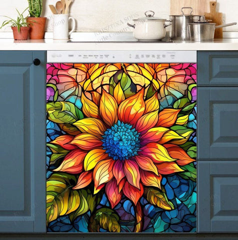 Sunflower Love Dishwasher Magnet Cover Kitchen Decoration Decals Appliances Stickers Magnetic Sticker ND