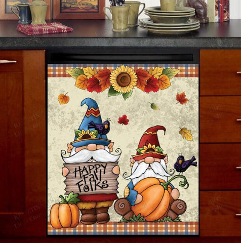 Autumn Pumpkin Gnomes Dishwasher Magnet Cover Kitchen Decoration Decals Appliances Stickers Magnetic Sticker ND