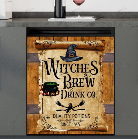 Witches Brew Halloween Dishwasher Magnet Cover Kitchen Decoration Decals Appliances Stickers Magnetic Sticker ND