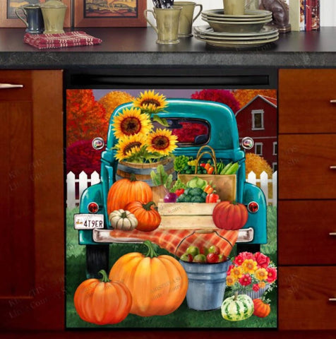 Pumpkin Truck Dishwasher Magnet Cover Kitchen Decoration Decals Appliances Stickers Magnetic Sticker ND