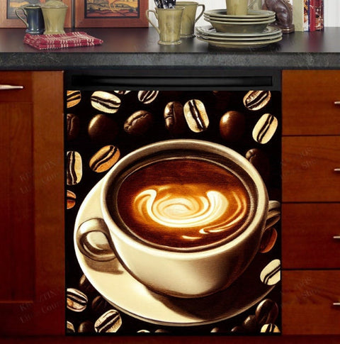 Coffee Cup Dishwasher Magnet Cover Kitchen Decoration Decals Appliances Stickers Magnetic Sticker ND
