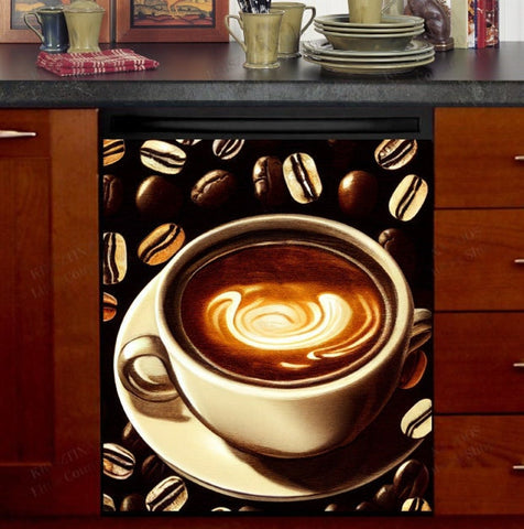 Coffee Cup Dishwasher Magnet Cover Kitchen Decoration Decals Appliances Stickers Magnetic Sticker ND