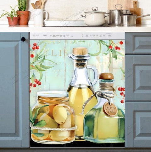 Tuscan Olive Dishwasher Magnet Cover Kitchen Decoration Decals Appliances Stickers Magnetic Sticker ND