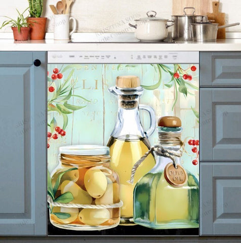 Tuscan Olive Dishwasher Magnet Cover Kitchen Decoration Decals Appliances Stickers Magnetic Sticker ND