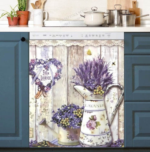 Rustic Lavender Dishwasher Magnet Cover Kitchen Decoration Decals Appliances Stickers Magnetic Sticker ND