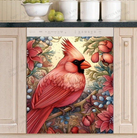 Beautiful Cardinal Dishwasher Magnet Cover Kitchen Decoration Decals Appliances Stickers Magnetic Sticker ND