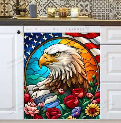 USA American Eagle Dishwasher Magnet Cover Kitchen Decoration Decals Appliances Stickers Magnetic Sticker ND