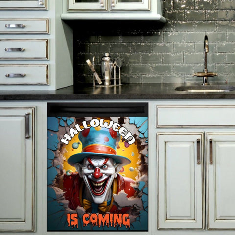 Scary Halloween Clown Dishwasher Magnet Cover Kitchen Decoration Decals Appliances Stickers Magnetic Sticker ND