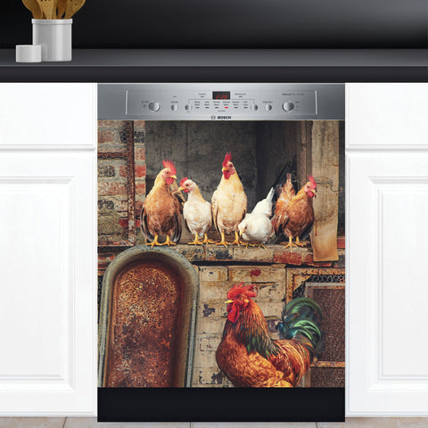 Roosters Dishwasher Magnet Cover Kitchen Decoration Decals Appliances Stickers Magnetic Sticker ND