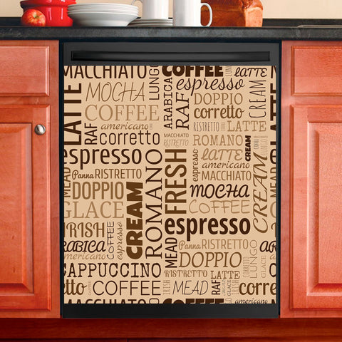 Coffee Pattern Dishwasher Magnet Cover Kitchen Decoration Decals Appliances Stickers Magnetic Sticker ND