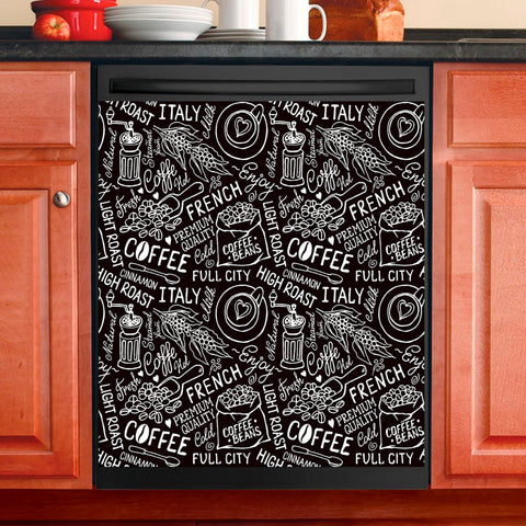 Coffee Pattern Dishwasher Magnet Cover Kitchen Decoration Decals Appliances Stickers Magnetic Sticker ND