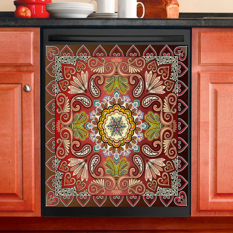 Beautiful Ethnic Pattern Dishwasher Magnet Cover Kitchen Decoration Decals Appliances Stickers Magnetic Sticker ND