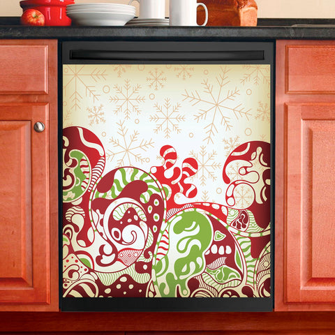 Floral Christmas Snow Dishwasher Magnet Cover Kitchen Decoration Decals Appliances Stickers Magnetic Sticker ND